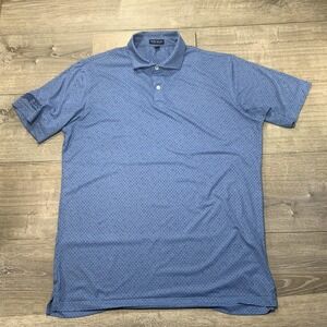 Peter Millar Polo Shirt Mens Large Blue Crown Crafted Performance Golf Geometric